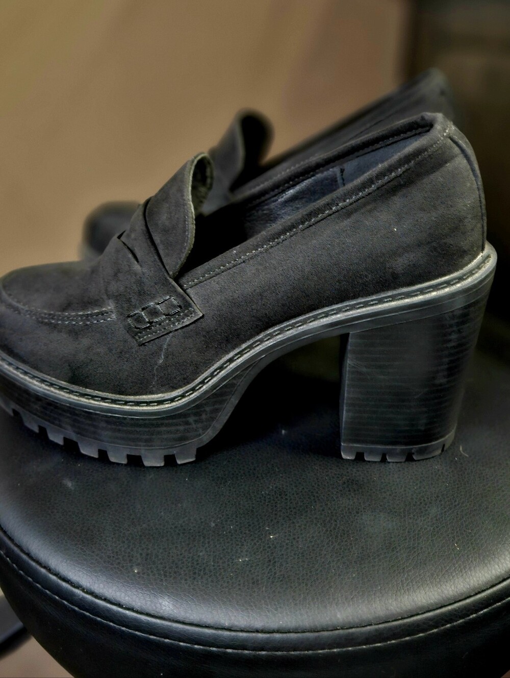 NWOT torrid Black Faux Suede Platform Chunky Heel Loafers - Picture 7 of 11